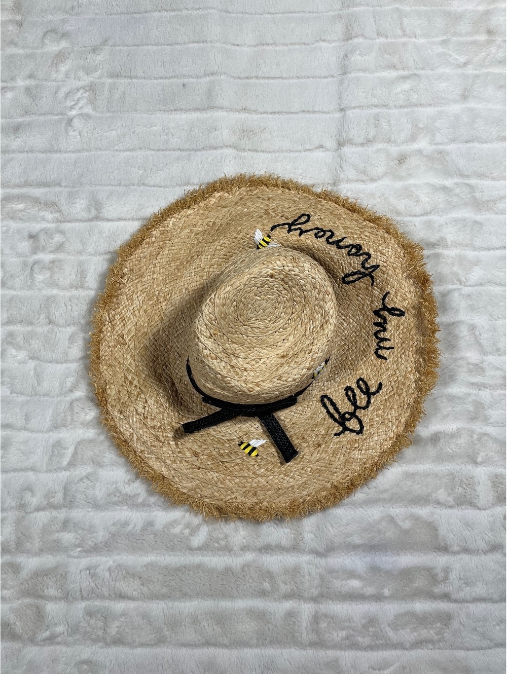 Kate Spade OS 2017 Vacation Cruise Honeymoon "Bee My Honey"Wide Brim Straw Hat